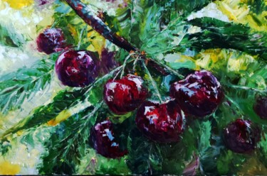 Painting titled "La cerise est mûre" by Svetlana Dushina, Original Artwork, Oil