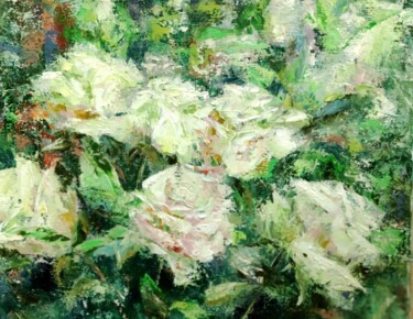 Painting titled "White Rose" by Svetlana Dushina, Original Artwork, Oil