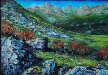 Painting titled "summer in the mount…" by Svetlana Dushina, Original Artwork, Oil