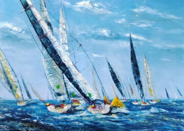 Картина под названием "Yachting" - Svetlana Dushina, Подлинное произведение искусства, Масло