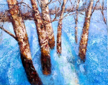 Pittura intitolato "Winter landscape" da Svetlana Dushina, Opera d'arte originale, Olio