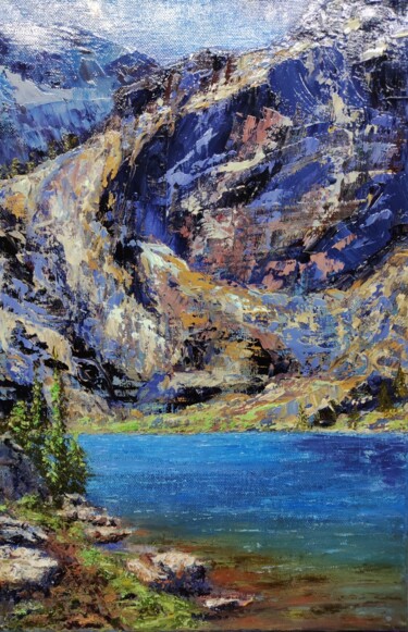 Malerei mit dem Titel "Mountain Lake" von Svetlana Dushina, Original-Kunstwerk, Öl