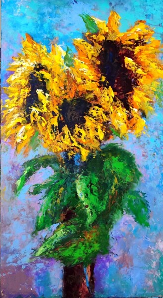 Malerei mit dem Titel "Sunflowers" von Svetlana Dushina, Original-Kunstwerk, Öl