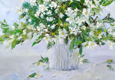 Malerei mit dem Titel "jasmine blooms" von Svetlana Dushina, Original-Kunstwerk, Öl