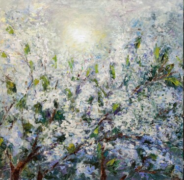 Painting titled "scents of spring" by Svetlana Dushina, Original Artwork, Oil Mounted on Cardboard