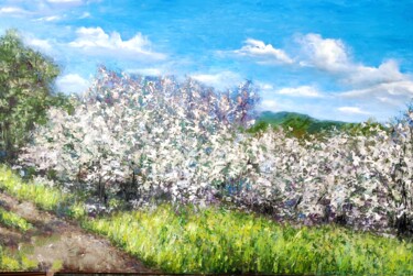 Картина под названием "Apple trees are blo…" - Svetlana Dushina, Подлинное произведение искусства, Масло