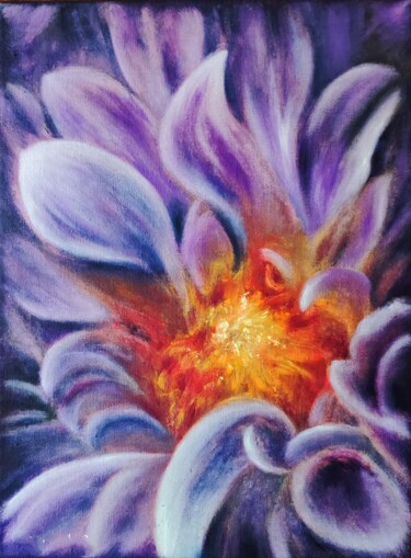 Pittura intitolato "purple flower" da Svetlana Dushina, Opera d'arte originale, Olio