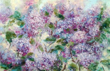 Painting titled "lilac bush" by Svetlana Dushina, Original Artwork, Oil