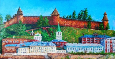 Peinture intitulée "View of the Nizhny…" par Svetlana Dushina, Œuvre d'art originale, Huile