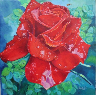 Painting titled "Роза" by Svetlana Egzhova, Original Artwork, Oil