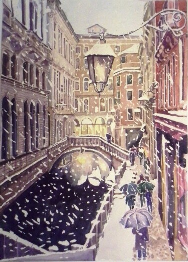 Картина под названием "Волшебная зима" - Светлана Егжова, Подлинное произведение искусства, Акварель