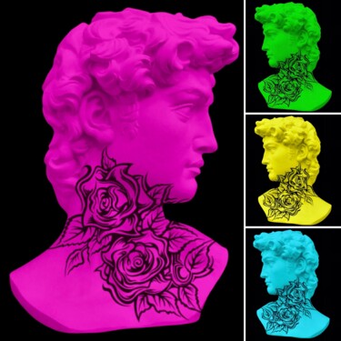 Arte digitale intitolato "Davide tatuato" da Svetlana Fabrikant, Opera d'arte originale, Pittura digitale Montato su Altro p…