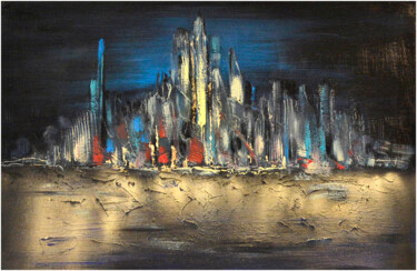 Painting titled "City" by Svetlana Fakhrieva, Original Artwork, Acrylic