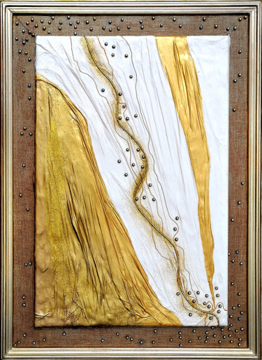 Peinture intitulée "Golden Drapery" par Svetlana Fakhrieva, Œuvre d'art originale, Acrylique Monté sur Carton