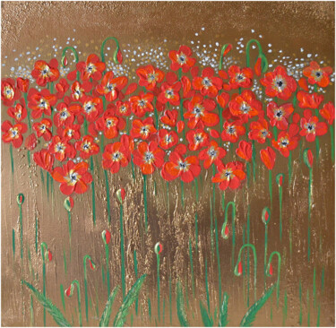 Картина под названием "Poppies" - Svetlana Fakhrieva, Подлинное произведение искусства, Акрил