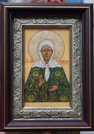 Painting titled "Икона Матроны Моско…" by Svetlana Fatianova, Original Artwork, Tempera