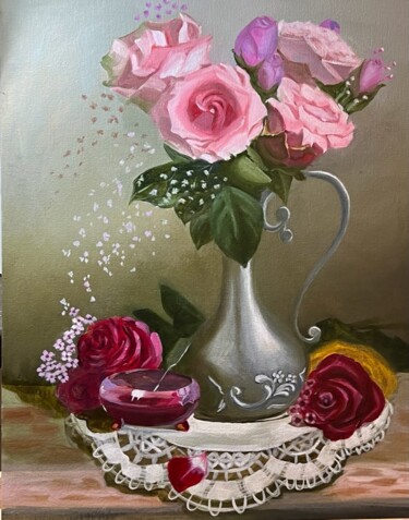 Картина под названием "Розовое удовольствие" - Svetlana Fedyuschenko, Подлинное произведение искусства, Масло Установлен на…
