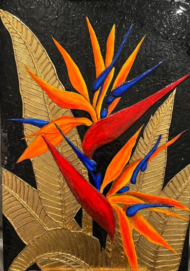 Картина под названием "Цветок Стрелиции" - Svetlana Fedyuschenko, Подлинное произведение искусства, Акрил Установлен на Дере…