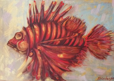 Pittura intitolato "Fish-" da Svetlana Sindere, Opera d'arte originale, Olio Montato su Telaio per barella in legno