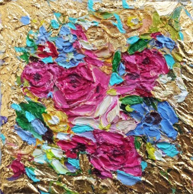 Peinture intitulée "Roses  Flowers Orig…" par Svetlana Sindere, Œuvre d'art originale, Huile Monté sur Carton
