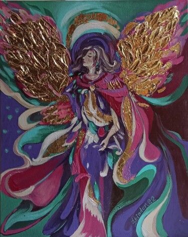 Painting titled "Angel Original Oil…" by Svetlana Sindere, Original Artwork, Oil Mounted on Cardboard