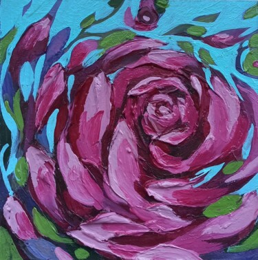 Peinture intitulée "Rose Original Oil P…" par Svetlana Sindere, Œuvre d'art originale, Huile Monté sur Carton