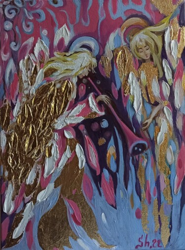 Pintura titulada "Angels Original Oil…" por Svetlana Sindere, Obra de arte original, Oleo Montado en Bastidor de camilla de…