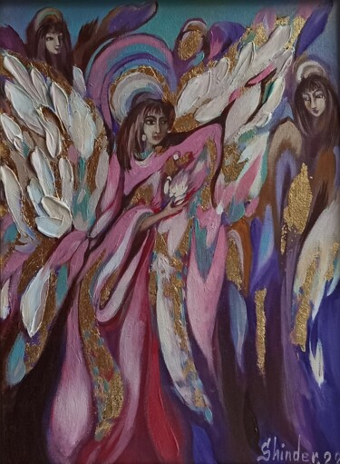 Pintura titulada "Angels Original Oil…" por Svetlana Sindere, Obra de arte original, Oleo Montado en Cartulina