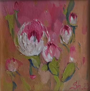 Malarstwo zatytułowany „Roses Original Impa…” autorstwa Svetlana Sindere, Oryginalna praca, Olej Zamontowany na Karton