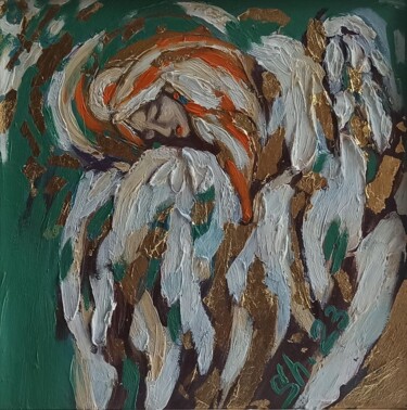 Painting titled "Angel Original Impa…" by Svetlana Sindere, Original Artwork, Oil Mounted on Cardboard