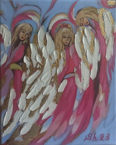 Pintura intitulada "Angels Original Oil…" por Svetlana Sindere, Obras de arte originais, Óleo Montado em Armação em madeira