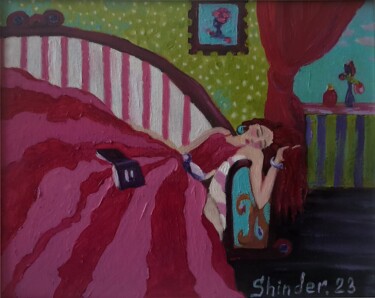 Pittura intitolato "Sleeping Girl Paint…" da Svetlana Sindere, Opera d'arte originale, Olio Montato su Cartone
