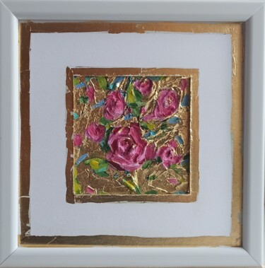 Peinture intitulée "Roses Painting, Flo…" par Svetlana Sindere, Œuvre d'art originale, Huile Monté sur Carton
