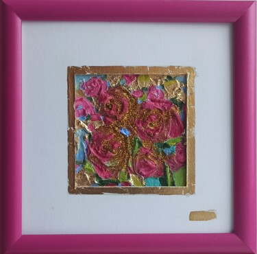 Painting titled "Roses Painting, Flo…" by Svetlana Sindere, Original Artwork, Oil Mounted on Cardboard
