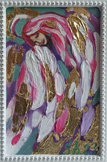 Pittura intitolato "Angels Painting Ang…" da Svetlana Sindere, Opera d'arte originale, Olio Montato su Cartone