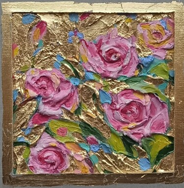 Ζωγραφική με τίτλο "Roses Painting, Flo…" από Svetlana Sindere, Αυθεντικά έργα τέχνης, Λάδι Τοποθετήθηκε στο Χαρτόνι