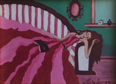 Peinture intitulée "Sleeping Girl Paint…" par Svetlana Sindere, Œuvre d'art originale, Huile Monté sur Carton