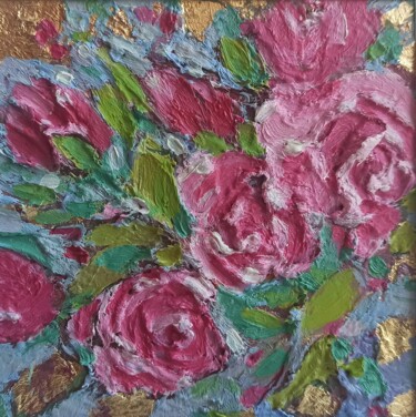 Pintura titulada "Roses Painting Flow…" por Svetlana Sindere, Obra de arte original, Oleo Montado en Cartulina
