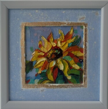 Painting titled "Sunflowers Painting…" by Svetlana Sindere, Original Artwork, Oil Mounted on Cardboard
