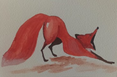 Malarstwo zatytułowany „Fox Painting Origin…” autorstwa Svetlana Sindere, Oryginalna praca, Akwarela
