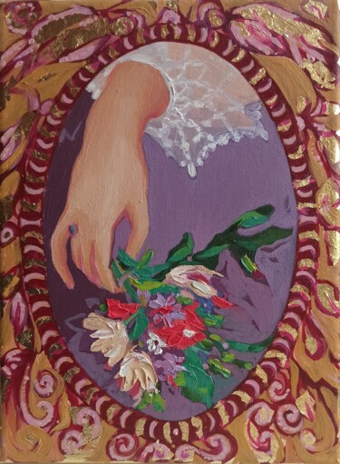 Painting titled "Romantic Painting R…" by Svetlana Sindere, Original Artwork, Oil Mounted on Wood Stretcher frame