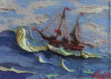 绘画 标题为“Ship 3D Painting, S…” 由Svetlana Sindere, 原创艺术品, 油 安装在纸板上