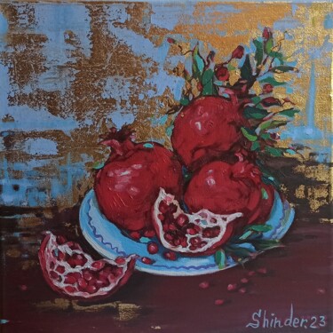 Painting titled "Kitchen Fruit Paint…" by Svetlana Sindere, Original Artwork, Oil Mounted on Wood Stretcher frame