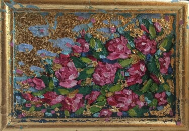 Schilderij getiteld "Roses Original, Flo…" door Svetlana Sindere, Origineel Kunstwerk, Olie Gemonteerd op Karton