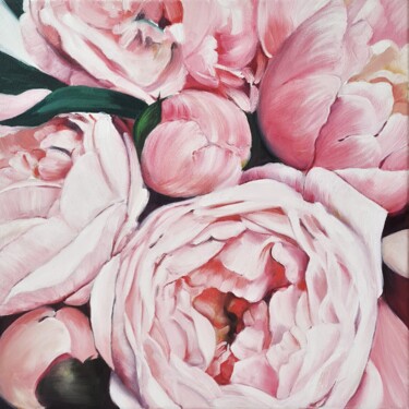 Painting titled "Delicate peonies" by Svetlana Generalova, Original Artwork, Oil