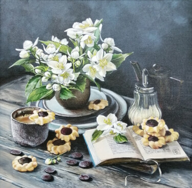 Malarstwo zatytułowany „Кофе с жасмином” autorstwa Светлана Голофаева, Oryginalna praca, Akryl