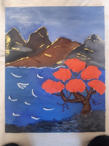 Картина под названием "Цветущая сакура" - Светлана Хан, Подлинное произведение искусства, Акрил Установлен на Деревянная пан…