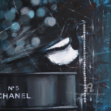 Pintura titulada "Magpie and Сhanel" por Svetlana Iskoskikh, Obra de arte original, Acrílico Montado en Bastidor de camilla…