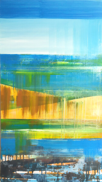 Картина под названием "Summer fields and r…" - Svetlana Iskoskikh, Подлинное произведение искусства, Акрил Установлен на Дер…