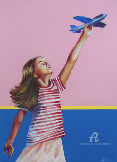 Pintura intitulada "Freedom. Girl and a…" por Svetlana Iskoskikh, Obras de arte originais, Acrílico Montado em Armação em ma…